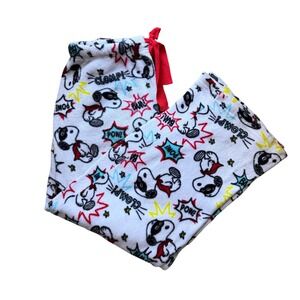 Peanuts Snoopy Superhero Fleece Pajama Pants Comic Print, L